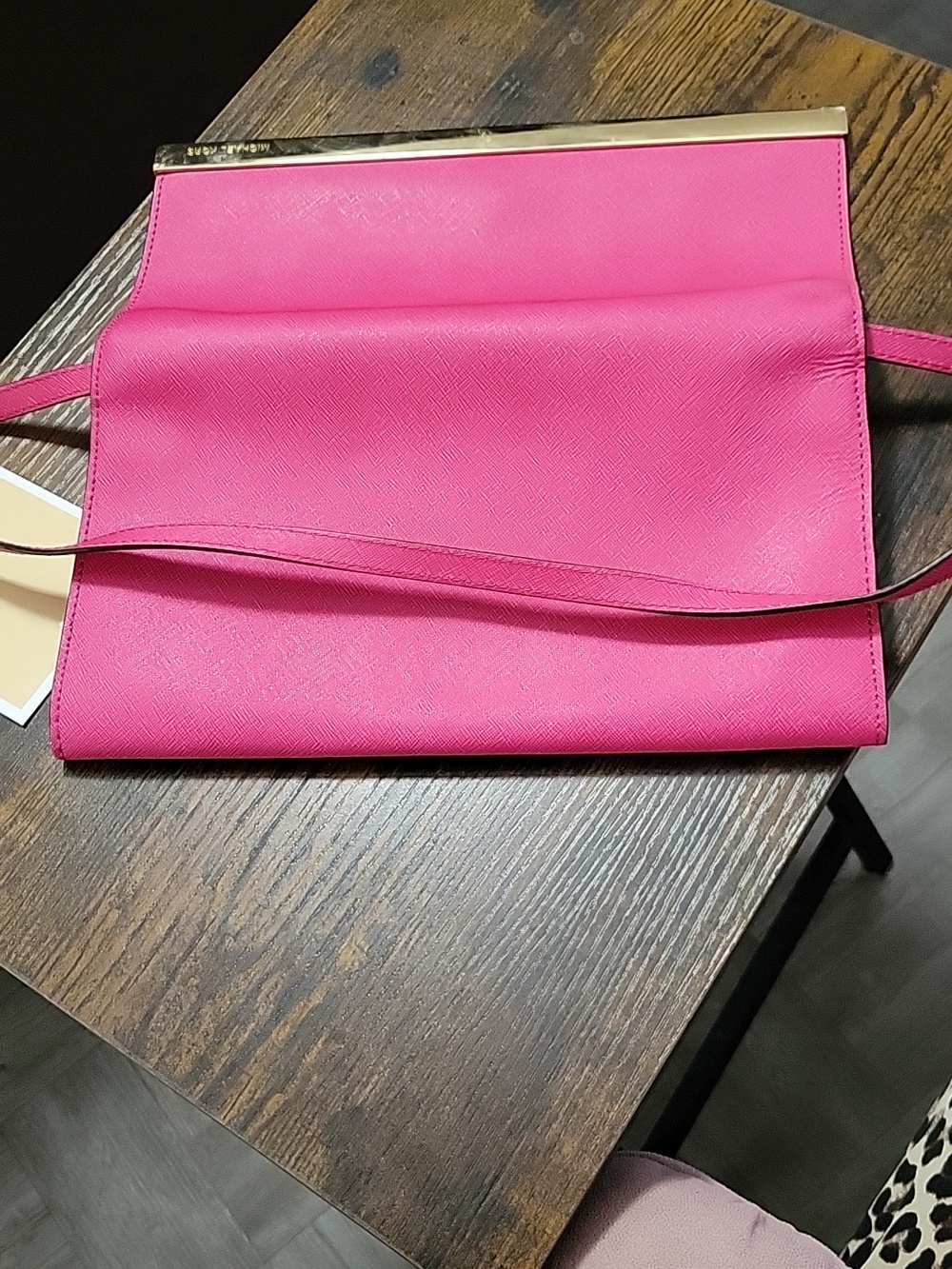 Michael Kors Pink Leather Crossbody Clutch - Picture 5 of 8